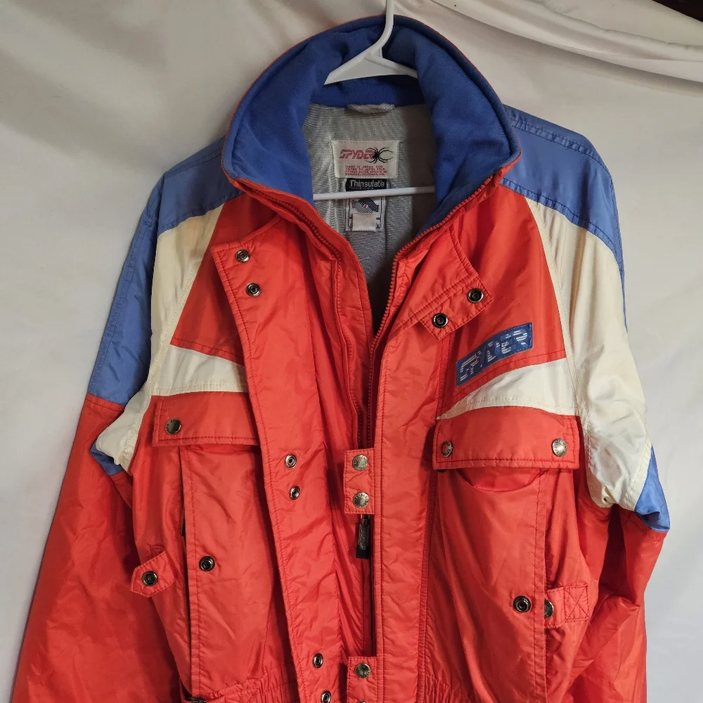Spyder Ski Suit Snowsuit Bib Jumpsuit Men's L Thinsulated Lite Loft Red Blue - Picture 7 of 7